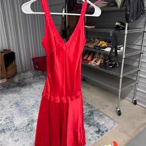 Vintage Jovani Vibrant Red Silk Dress